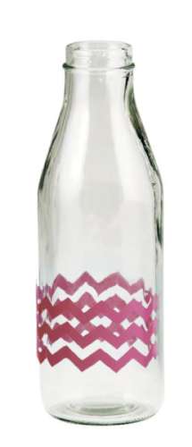 Large Milk Botlle - Pink Chevron Stripes - Click Image to Close